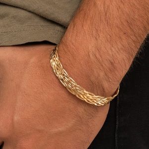 Men’s Hammered Gold Cuff Bracelet NWT